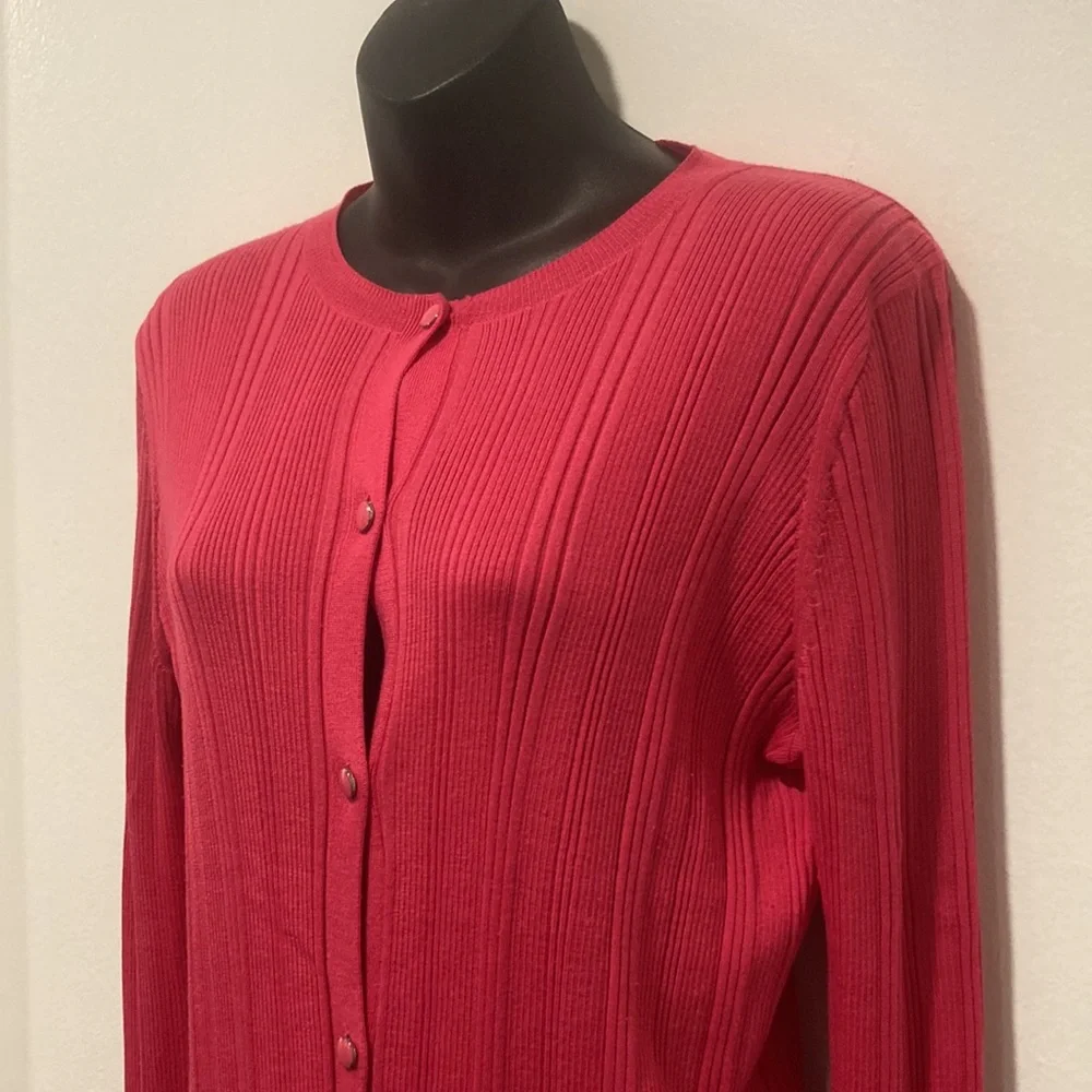 ST. JOHN Hot Pink Cardigan Wool & Silk Size Medium
